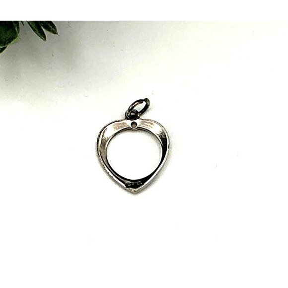 Vintage Sterling Silver Open Heart Pendant Charm 925 For Necklaces Or Bracelets - Picture 3 of 3